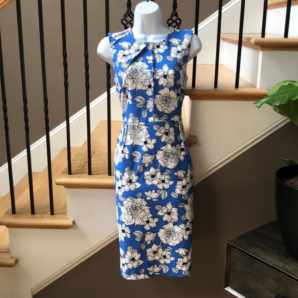 Banana Republic Blue and White Floral Midi Dress